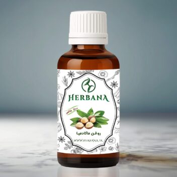 بطری شیشه ای روغن ماکادمیا 40 میل هربانا