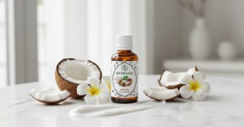 روغن نارگیل اصل برای رفع تیرگی زانو و دور چشم در کنار نارگیل تازه